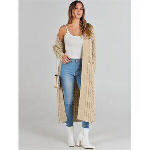 Womens Long Cardigan Sweaters Trendy Beige